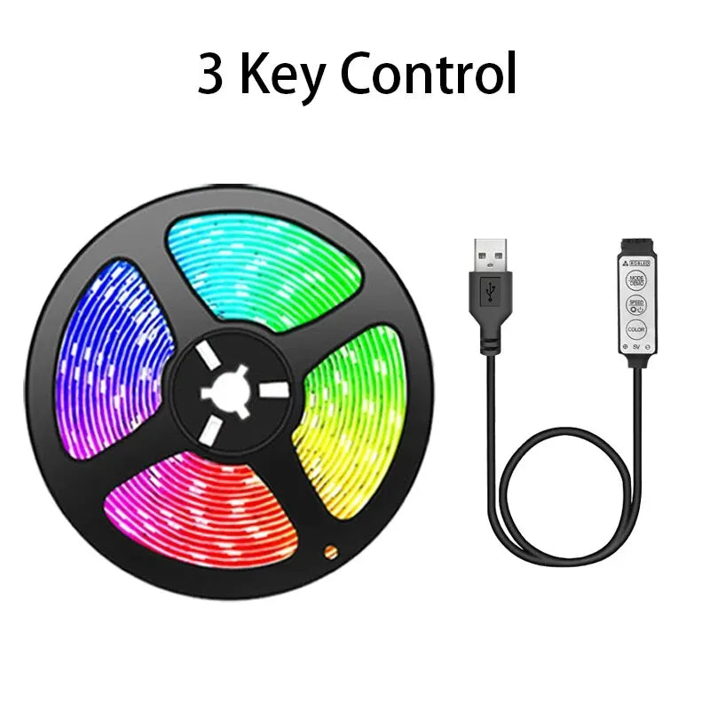 ruban led multicolore contrôleur usb adhésif moderne décoration chambre festive 5v rgb 50000 heures