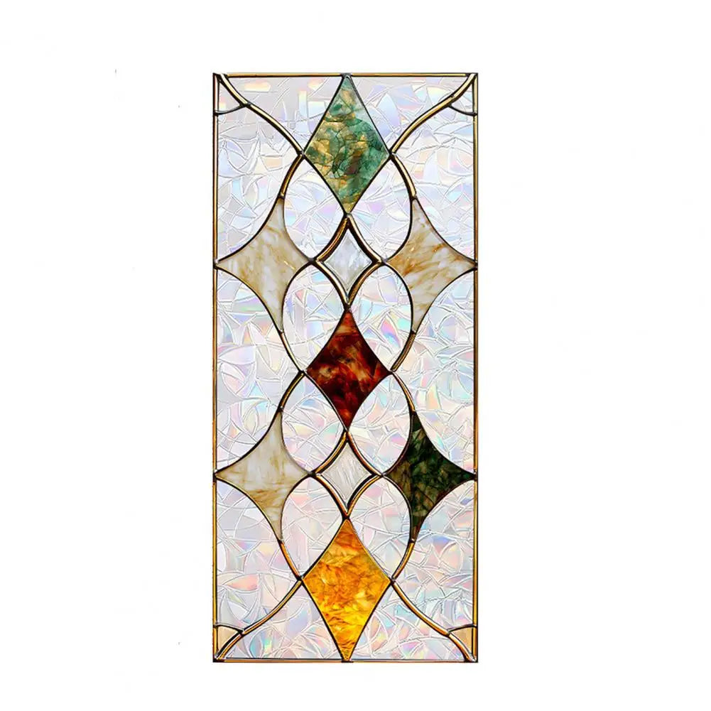 vitrail floral art nouveau opaques adhésif vert blanc bleu rose doré