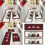 tapis sol carreaux rouge noir blanc sapins rennes noel merry christmas festive déco