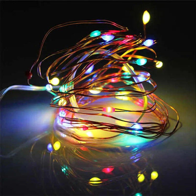 guirlande lumineuse multicolore filament led moderne 2m 20led autoadhésive pile bouton noel decoration fete