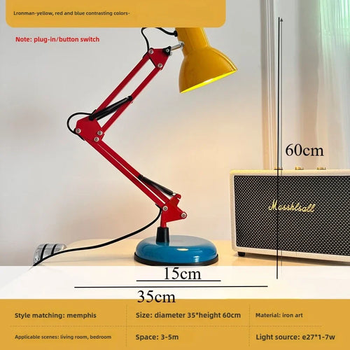lampe sol articulée moderne métal noir rouge bleu jaune blanc salon chambre