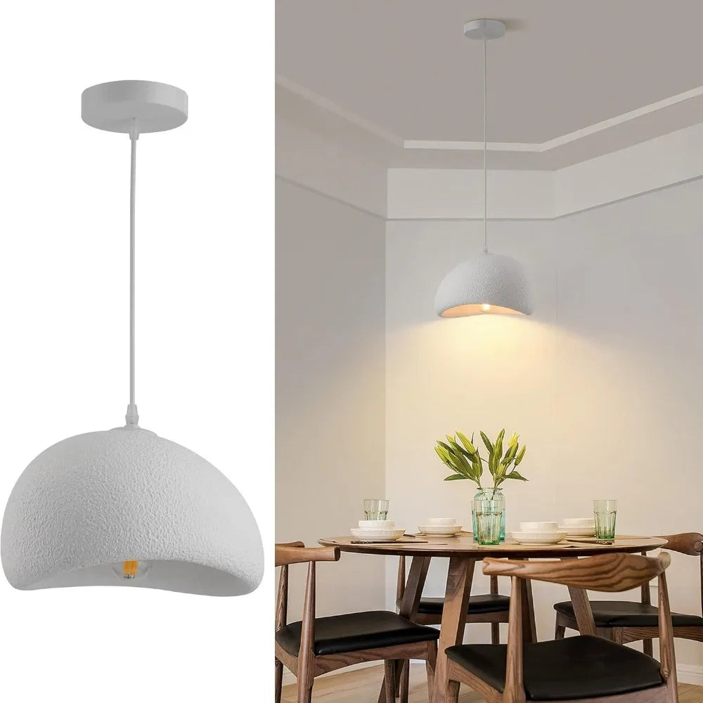 suspension lumineuse moderne résine blanc 30cm 40cm 50cm 60cm texture grained sans ampoule