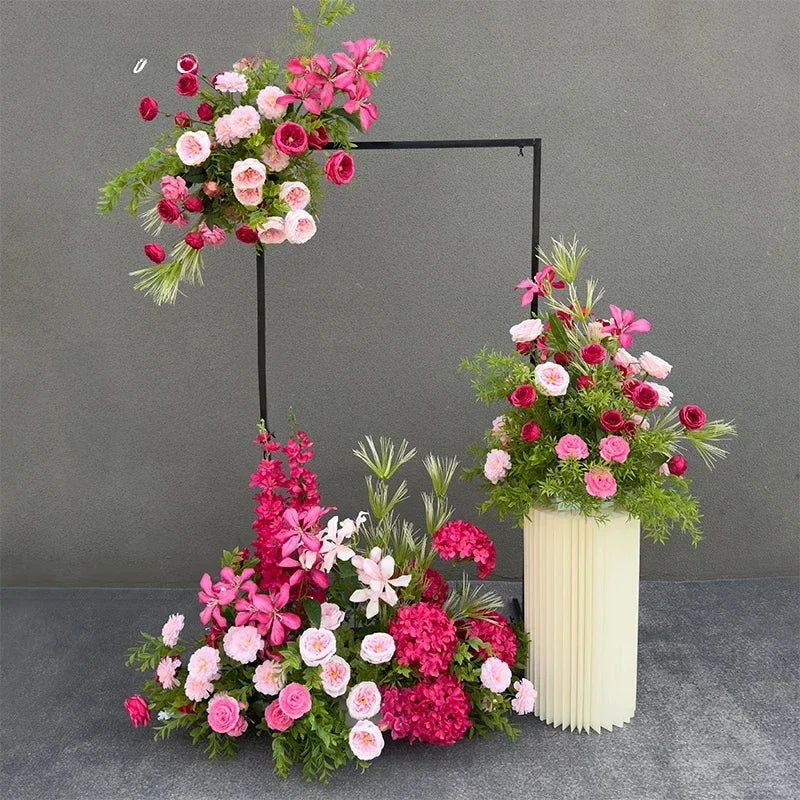 décoration mariage bouquet fleurs artificielles violet rose moderne extérieur anniversaire baby shower