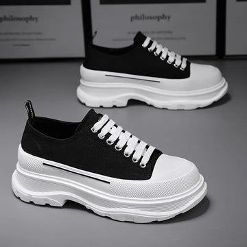 baskets homme toile plateforme haute lacets chaussures décontractées été confort noir blanc casual