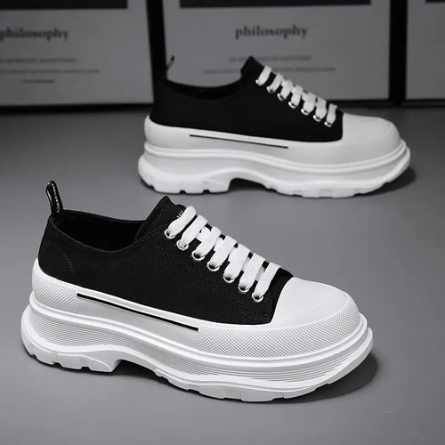 baskets homme toile plateforme haute lacets chaussures décontractées été confort noir blanc casual