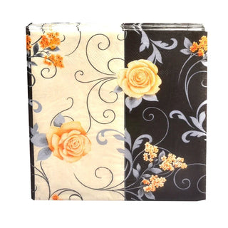 napperons papier fleurs noires roses motif floral volutes semi transparents beige