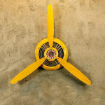 décoration murale industrielle ventilateur noir gris jaune roue dentée métal rétro fixations murales