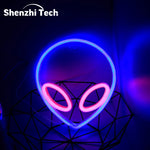 lampe néon bleu rose alien yeux circulaires batterie usb moderne lumineuse chambre enfantDecorationFeteCamping