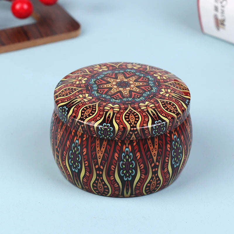 boîte ronde rangement cosmétique décorative motif floral boho chic pot stockage bijoux maquillage