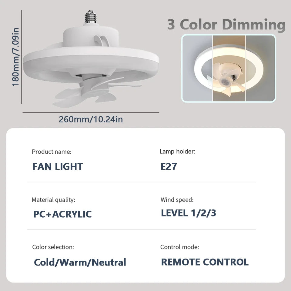 ventilateur plafonnier led moderne blanc télécommande réglage luminosité ac85 265v pc acrylique