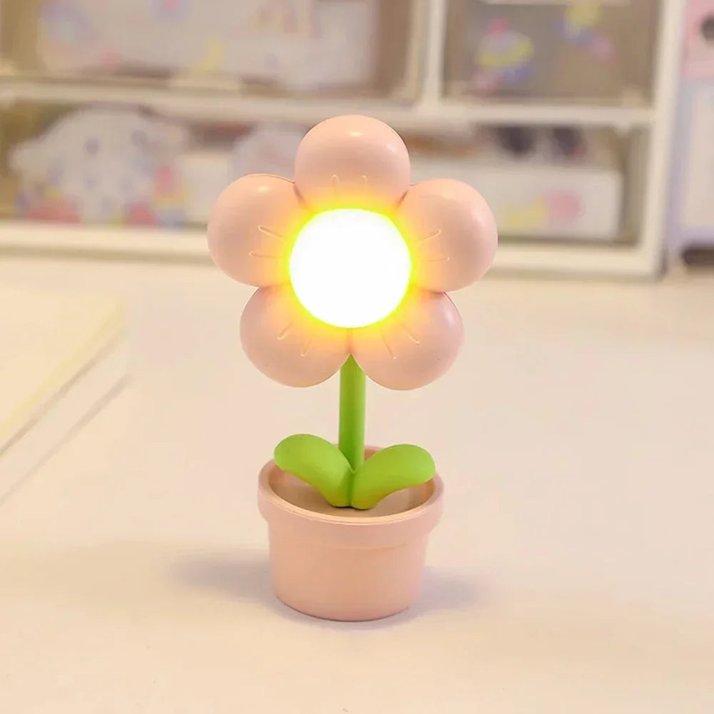 lampe led fleur rose bleu violet jaune mignon veilleuse vacances