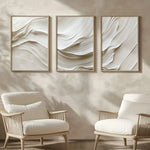 toiles d'art abstrait moderne blanc beige rayures ondulées salon chambre décoration mur pièces différents