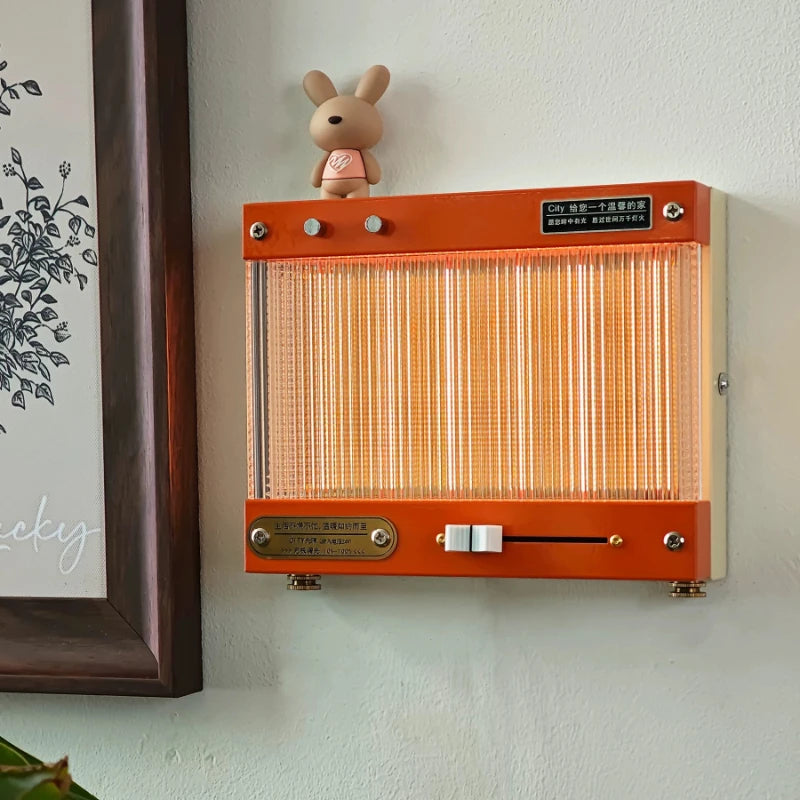 lampe led murale vintage orange rayures verticales interrupteur rotatif commande luminosité