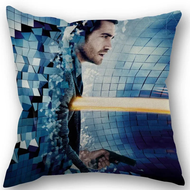taies d'oreiller coton lin motif jake gyllenhaal moderne bleu marine imprimé décoration maison washable