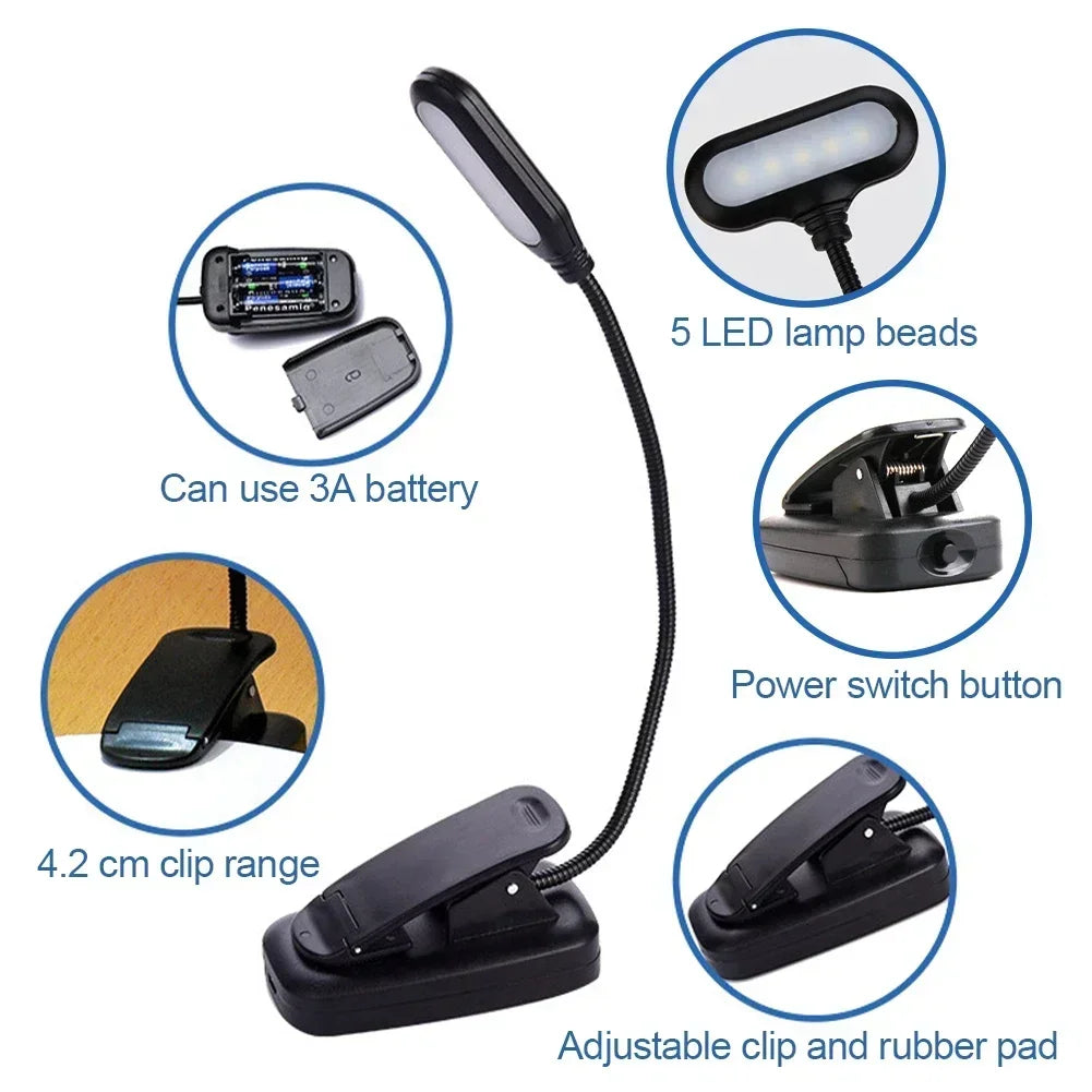 lampe lecture portable pince noire led rechargeable chambre minimaliste