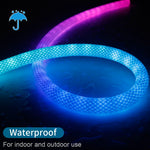 tube néon flexible led bleu rose blanc motif maille fine étanche moderne