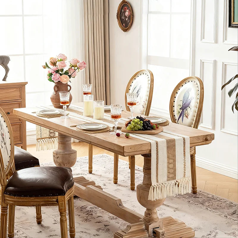 ensembles table boho rustique serviettes lin macramé franges assiettes couverts plateaux