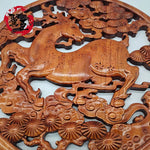 décoration murale bois sculpté animaux fleurs chinois nouvel an 380mm