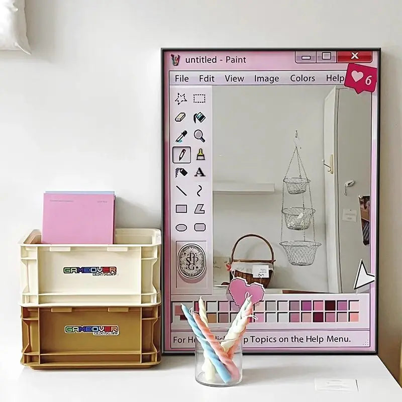 miroir decoratif retro cadre paint icone graphique opalescent stickers chambre coucher