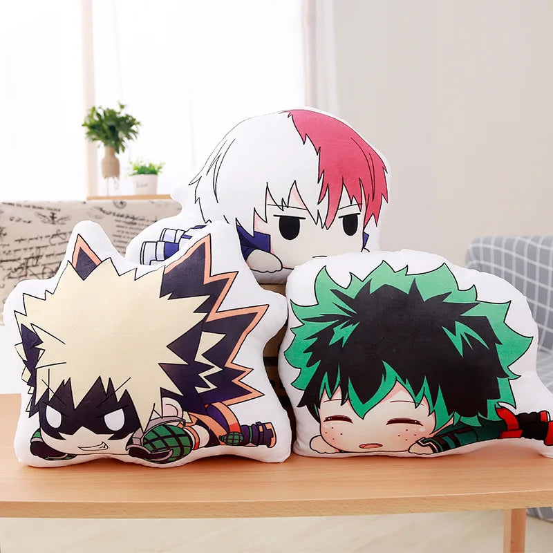 coussins peluche dessin animé my hero academia izuku bakugou shoto manga blanc noir rouges