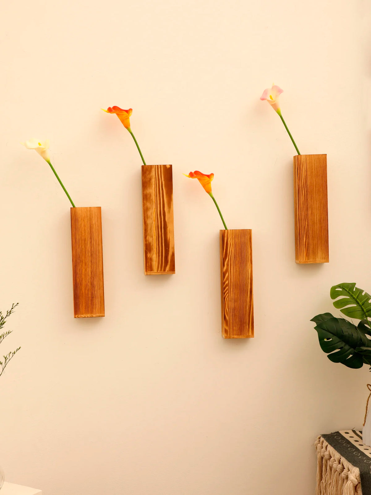 vases muraux bois grain moderne décoration murale art wall hanging