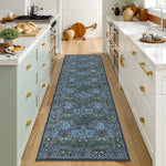 tapis floral bleu vert moderne polypropylène polyester antidérapant salon chambre