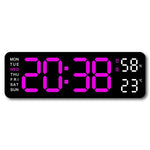 horloge numérique murale LED noir blanc température humidité semaine USB rechargeable moderne