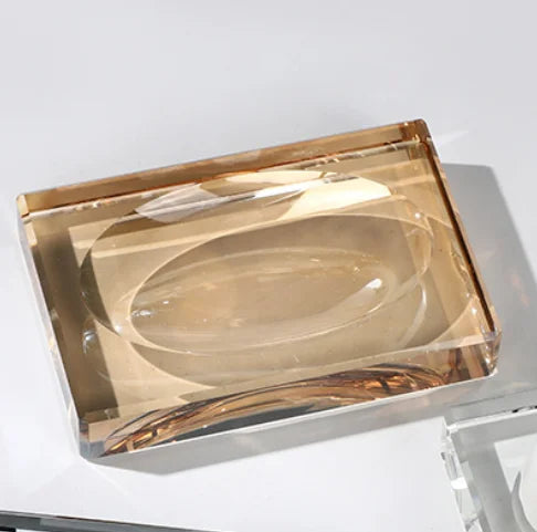 support savon moderne élégant transparent facettes géométriques contemporain or noir