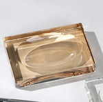 support savon moderne élégant transparent facettes géométriques contemporain or noir