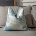 housse coussin géométrique polyester contemporain beige gris bleu clair abstrait effet peinture 30x50 45x45