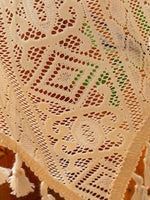 rideau traditionnel polyester crocheté motifs géométriques tassellets blancs beige clair opacité chambre cuisine