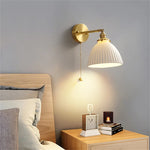 lampe murale moderne or blanc rayures minimaliste japonais interrupteur tirer ampoule led vis fixations