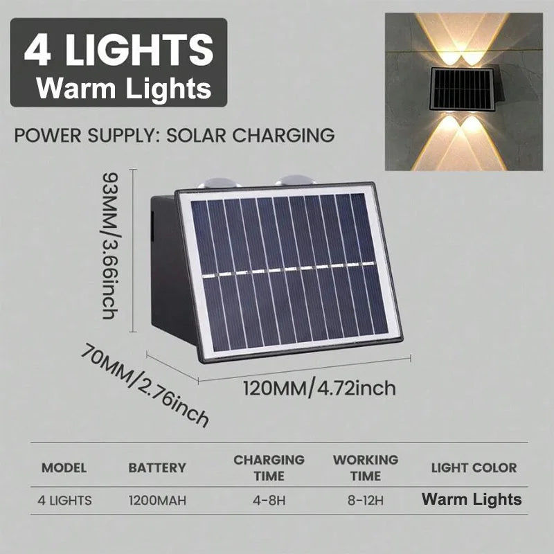 lampe murale solaire led moderne éclairage extérieur balcon jardin ip65 étancheRGBOpaque