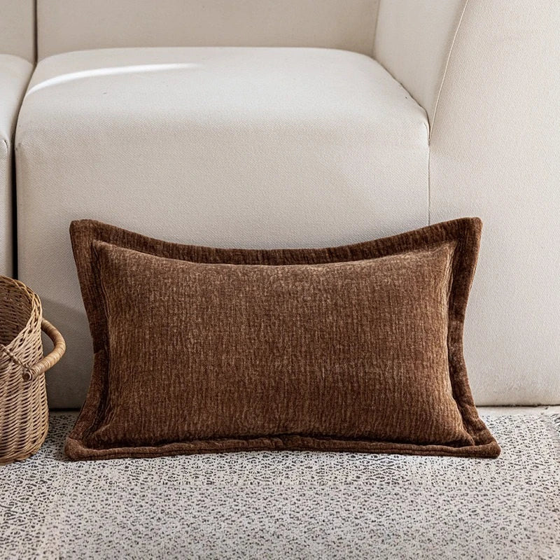 housse coussin géométrique polyester texture douce nordique moderne marron clair beige foncé