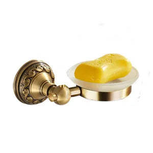 ensemble accessoires salle bain laiton antique porte serviette savon papier brosse doré classique