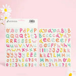 lettres alphabet bois multicolore points polka macaron adhésif numéroté scrapbooking agenda
