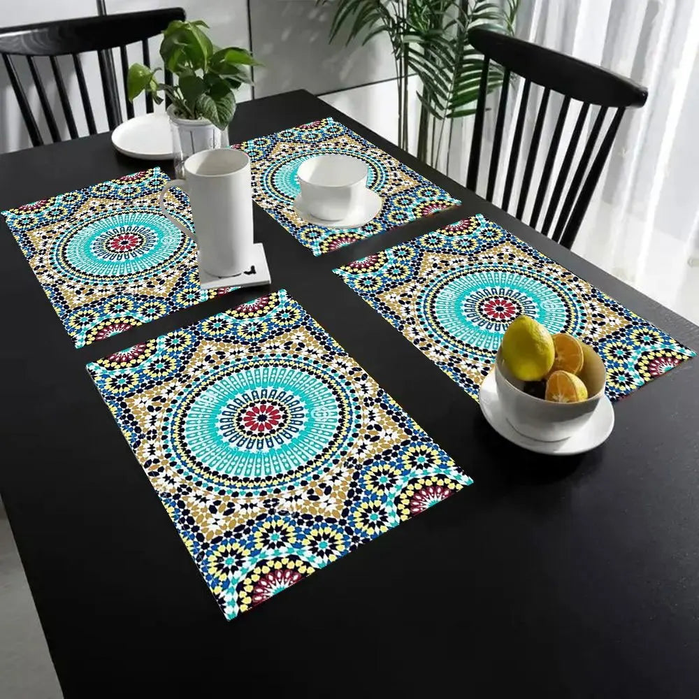 Set de 4 dessous-de-plat rouges marocains en polyester