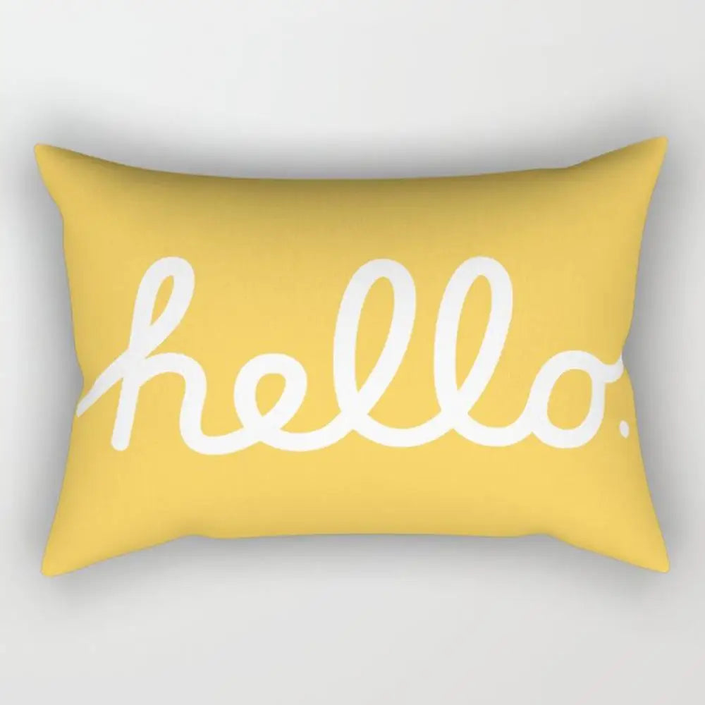 taie d'oreiller rectangulaire jaune clair motif géométrique moderne housse coussin canapé coton 30x50cm