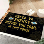 tapis d'entrée moderne lettres grecques œil bleu motifs floraux antidérapant polyester