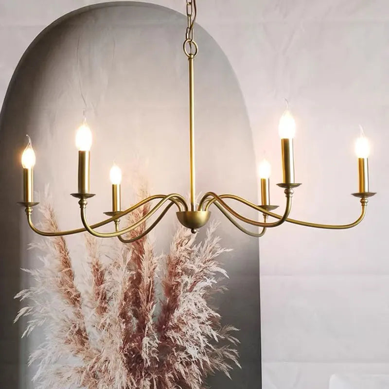 lustre moderne doré pendentif métal opaque salon chambre cuisine