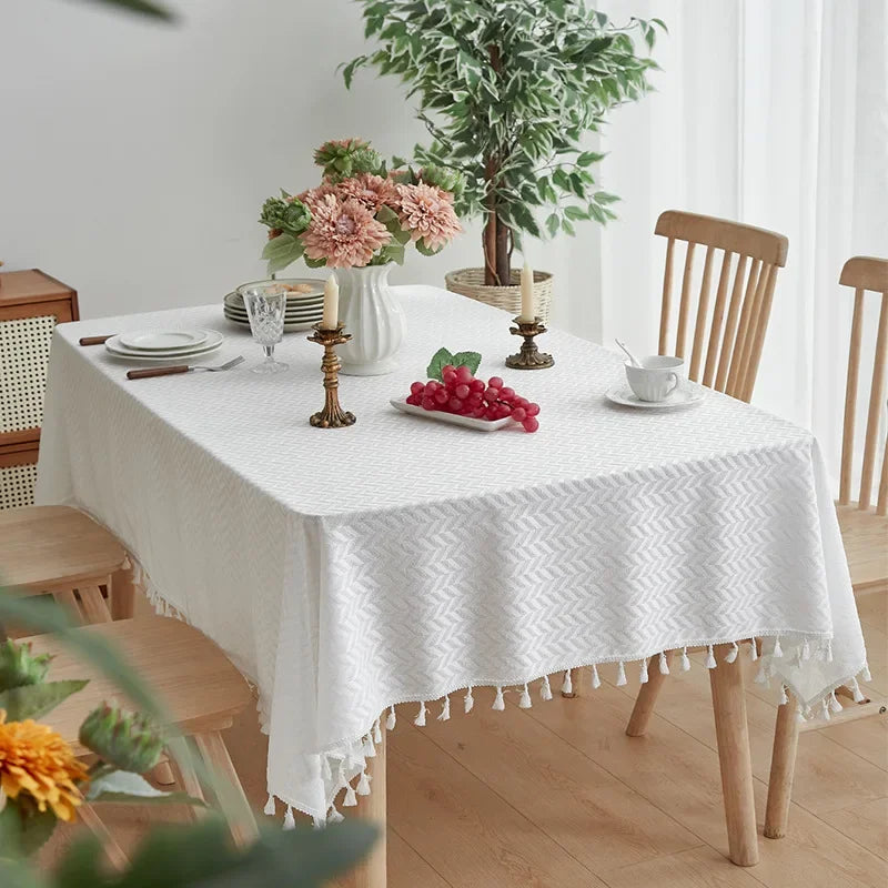 nappe table rétro japonaise beige zigzag blanc extérieur intérieur mariage festivité geometrique