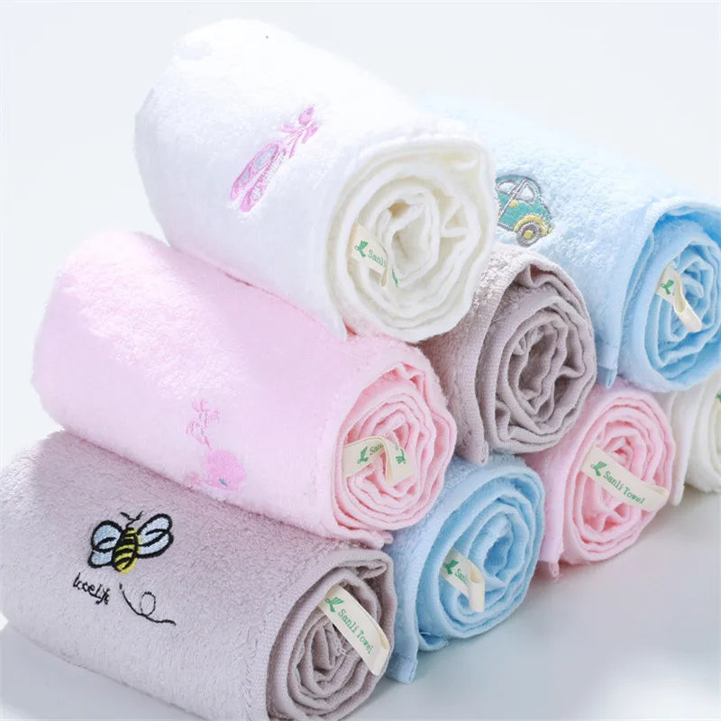 serviette coton bébé rapide douce broderie animaux blanc rose gris bleu noël