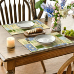 Set de table lin lavable motif rustique vue de dessus