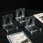 présentoirs transparents supports photos cartes minimaliste moderne rangement salon respectueux environnement plastique