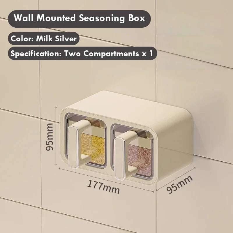 boîte rangement épices transparente moderne fixation murale cuillères beige clair