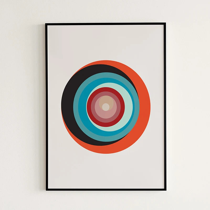 affiches abstraites géométriques cercles concentriques toile minimaliste maison salon opaque vertical