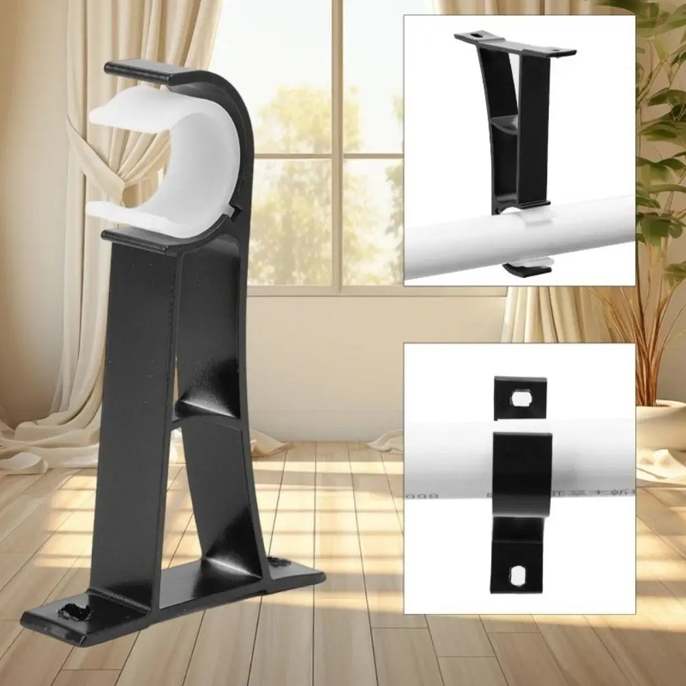 support rideau aluminium noir durable vis moderne fixe rideau plat lisse