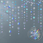 guirlande flocons neige holographique bleu argenté mariage anniversaire noël festive