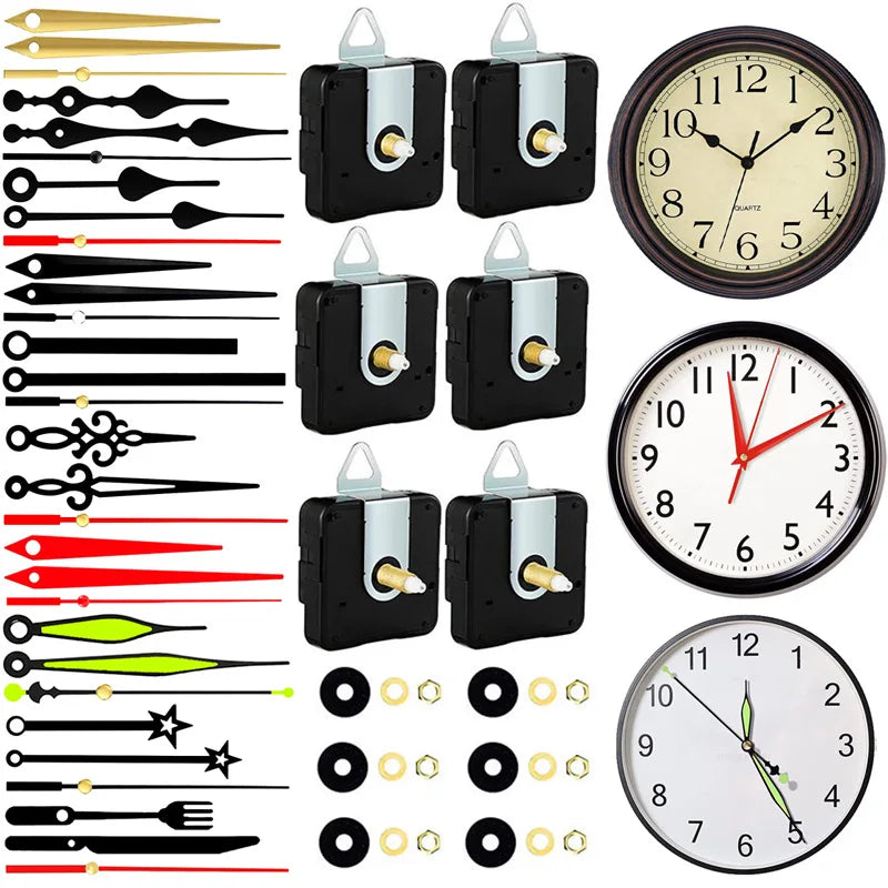 mécanisme montre quartz aiguilles noir doré simple moderne rondelles clé molette