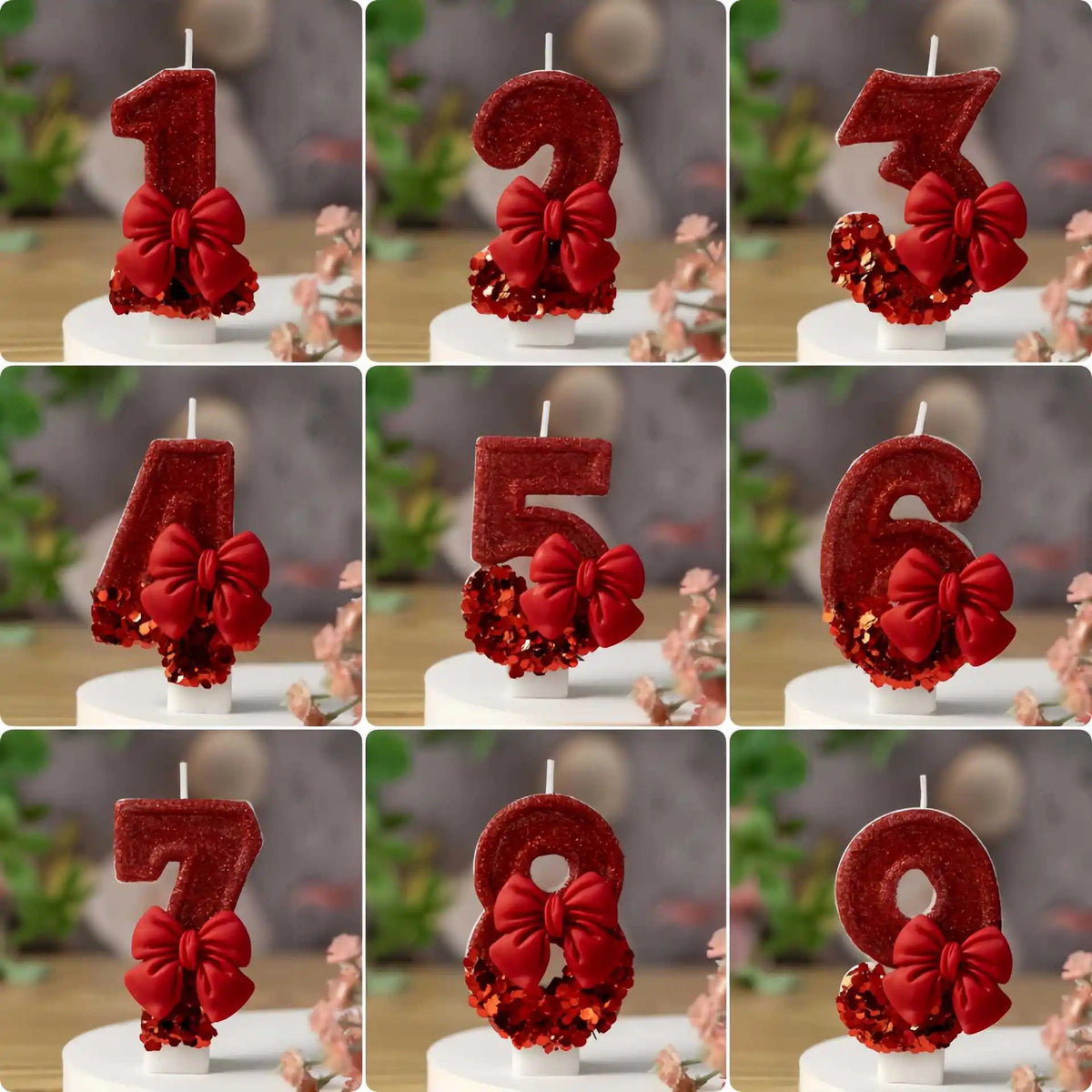 bougies numériques pailletées rouges décoratives fête anniversaire chiffres festives opaques festive